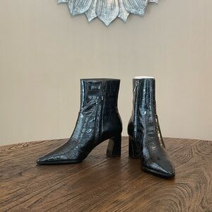 DKNY Glossy Black Ankle Booties